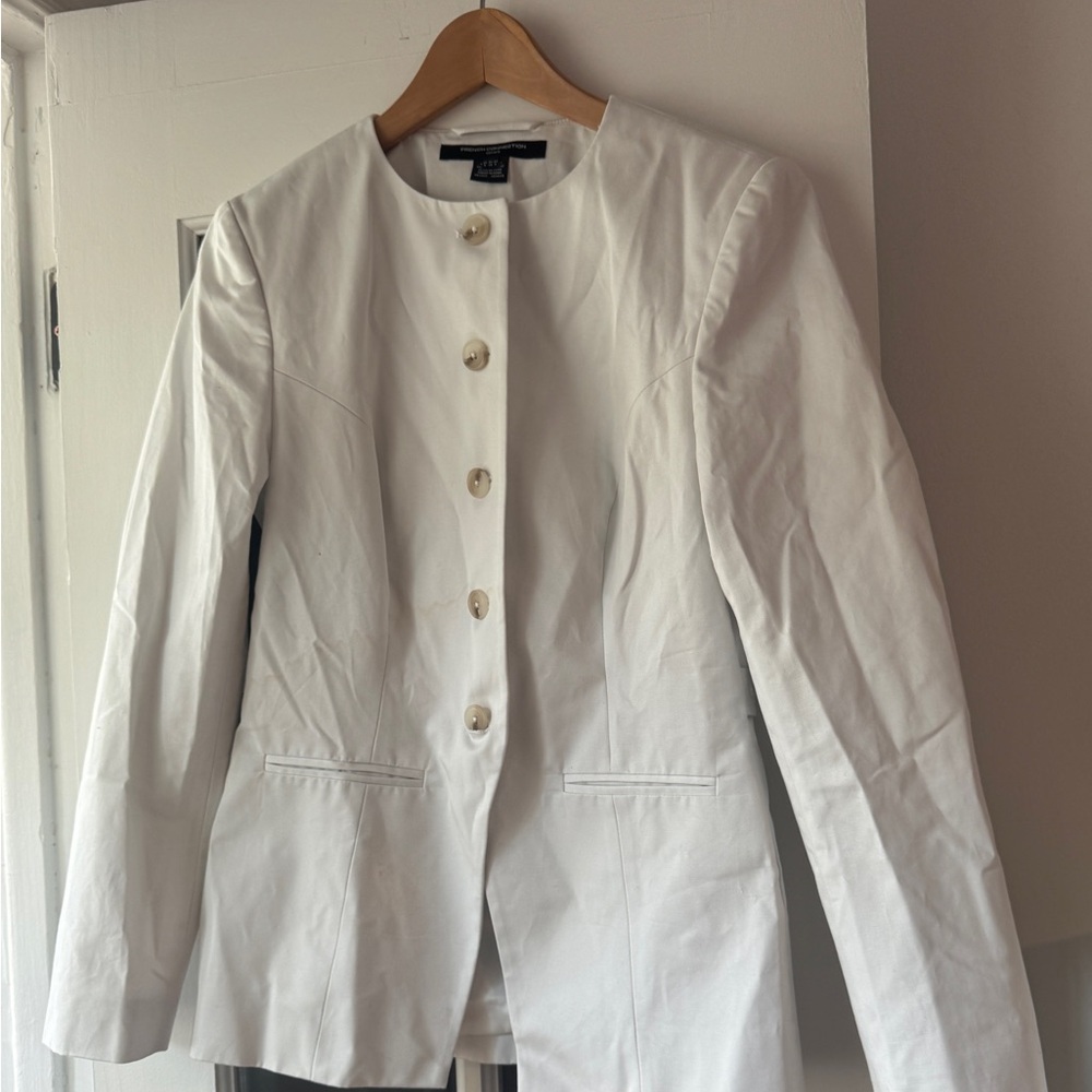 French Connection Sabine White Blazer Tailored Professional Fit